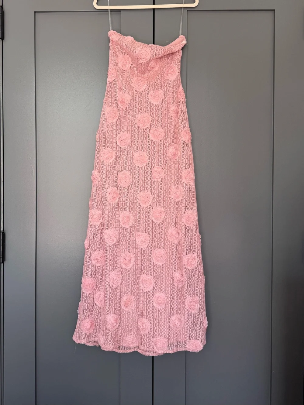 Peppermayo pink mesh 3D rose maxi dress - Picture 6 of 8